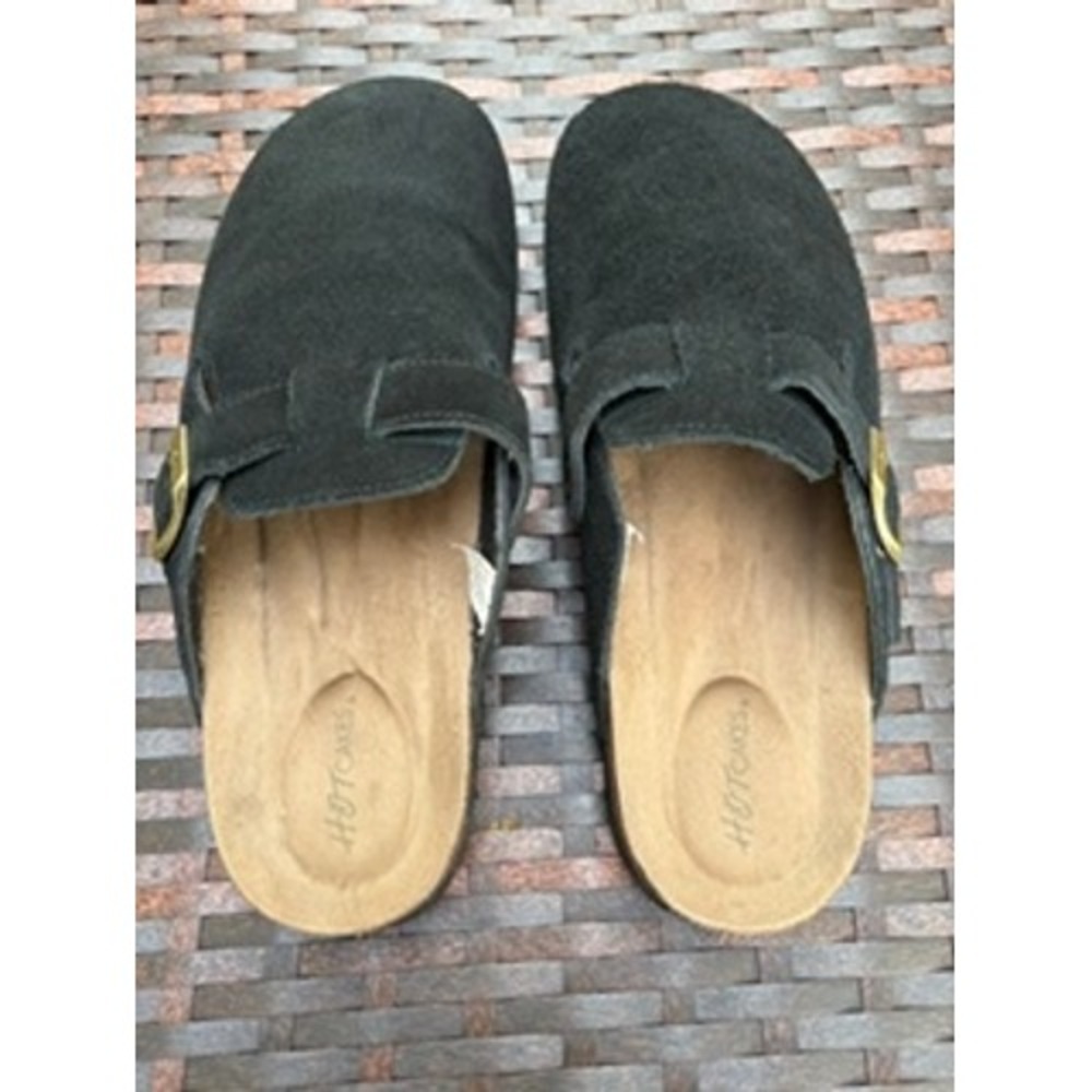 Hot Cakes Sherry Black Suede Clogs Mules Buckle Slip On Shoes Womens 11